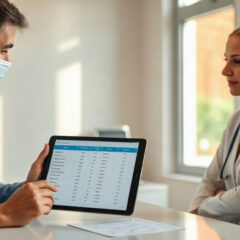 Dental practice owner and hygienist reviewing a compensation and bonus structure spreadsheet