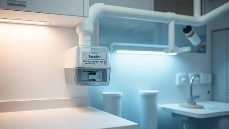 Amalgam separator and waste recycling setup in a dental practice sterilization area