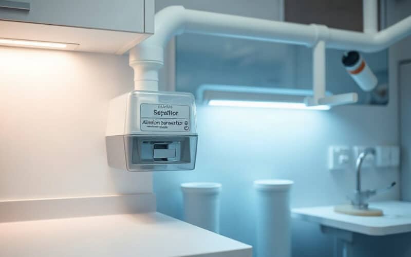 Amalgam separator and waste recycling setup in a dental practice sterilization area